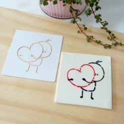Stencil Bonequinho Emoji Coração Dia dos Namorados