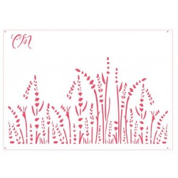 Stencil Para Topo de Bolo - Textura de Flores e Folhas DN104